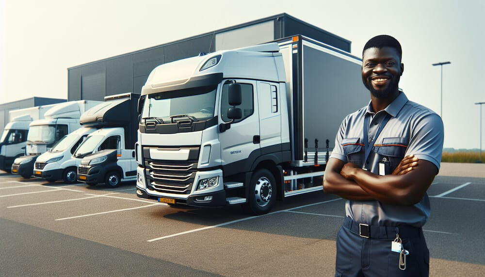 Camion et son chauffeur professionnel prêt à charger