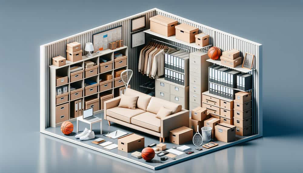 Différents types de biens stockes dans un box Fast Move Benelux
